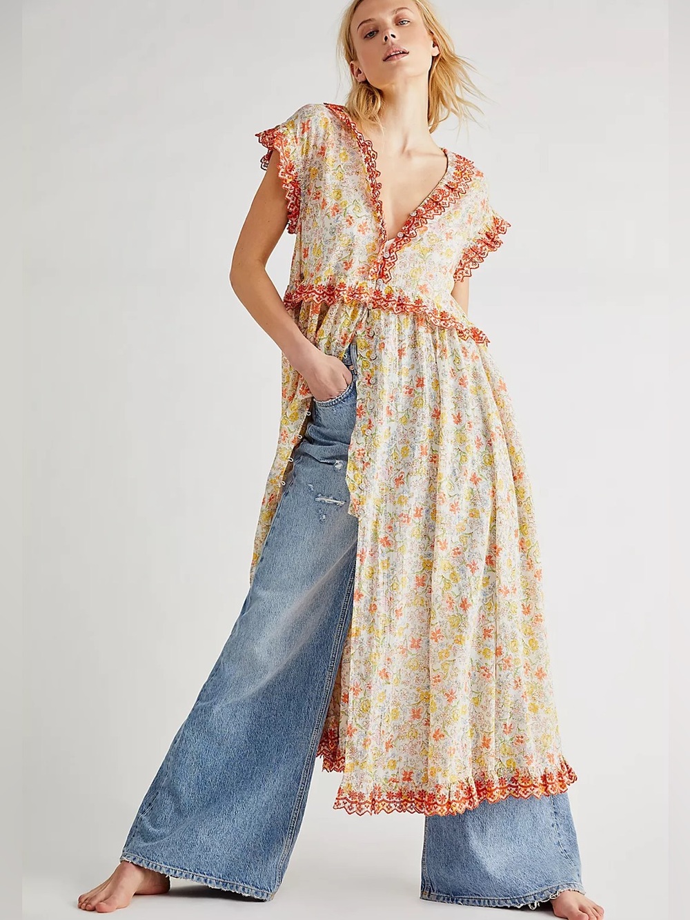 Free People Milania Floral Maxi Dress Sz Small